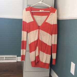 Orange and white Anthropologie cardigan
